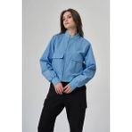 Exuma Kadın Ceket %100 Polyester Modern Stil Indigo Renk Cepli Normal Kalıp L Beden - --