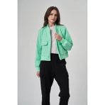 Exuma Kadın Ceket 1521158 Su Yeşili Polyester Modern Stil Normal Kalıp Cepli L Beden - --