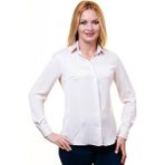Exve Exclusive Beyaz Basic Sade Tek Renk Uzun Kollu Kadın Gömlek