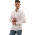 Exve Exclusive Beyaz Sade Düz Pamuk Slim Fit Erkek Gömlek