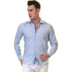 Exve Exclusive Buz Mavi Pötikareli Karton Kutulu Slim Fit Uzun Kol Erkek Gömlek - XL