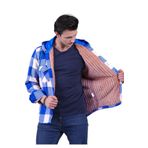 Exve Exclusive Gök Mavi Bej Ekose Dama Kareli Kapüşonlu Içi Yün Kürklü Kışlık Oduncu Ceket Gömlek