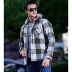 Exve Exclusive Haki Gri Ekose Dama Kareli Kapüşonlu Içi Yün Kürklü Kışlık Oduncu Ceket Gömlek - Yeşil
