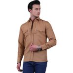 Exve Exclusive Hardal Sarısı Flamlı Dokuma Slim Fit Western Gömlek - 2XL