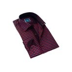 Exve Exclusive Kırmızı Siyah Pötikareli Slim Fit Uzun Kol Erkek Gömlek