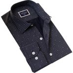 Exve Exclusive Lacivert Beyaz Puantiyeli Slim Fit Nefes Alan Yazlık Pamuk Gömlek