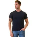 Exve Exclusive Lacivert Bisiklet Yaka Basic T-Shirt Normal Fit Erkek Tişört - XL