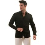 Exve Exclusive Siyah Sade Düz Pamuk Slim Fit Erkek Gömlek - XL