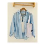 exxitcollection Kadın ABS Boyfriend Uzun Basic Bebe Mavisi Tesettür Gömlek
