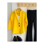 exxitcollection Kadın ABS Boyfriend Uzun Basic Sarı Tesettür Gömlek