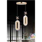 EY-EL TASARIM 2 Lİ DEFNE 3 RENK MODLU KRİSTAL TAŞLI LEDLİ SARKIT AVİZE