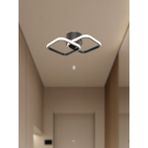 Ey Shop Modern Siyah İkili Kare Model Tek Renk Beyaz LED Avize Antre Hol Koridor - Beyaz Led Işık