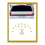Eyba Sticker 33x20 cm Altın Adige Çerkez Bayrak Sembolü Araba Sticker