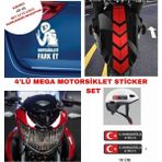 Eyba Sticker Motorsiklet 4'lü Sticker Set Venom-Şerit-Fark Et- Kan Grubu - 1 - GTR