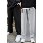 EydaMoon Erkek Baggy Siyah-gri 2 Adet Oversize Bol Paça Eşofman Altı