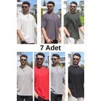 Eydamoon Erkek Çoklu Paket Oversize Süprem %100 Pamuk Kumaş Bisiklet Yaka T-Shirt - Çok Renkli - XL