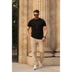 EYDAMOON Erkek Regular Likralı %100 Pamuklu Kumaş Rahat Kesim Kısa Kollu T-Shirt - Siyah