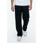 EYDAMOON Erkek Siyah Baggy Kesim Bel Lastikli Bol Paça Pike Kumaş Rahat Kalıp Pantolon - 2XL