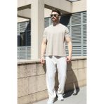 EYDAMOON Erkek Taş Regular Modal Kumaş Solmayan Renk Ipeksi Doku Ütü Gerektirmeyen T-Shirt - 2XL