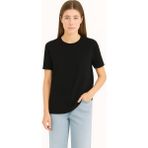 Eydamoon Kadın Regular Likralı Süprem %100 Pamuk Kumaş Bisiklet Yaka Basic T-Shirt - Siyah
