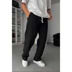 EYDAMOON Man Siyah Baggy Kesim Keten Karışımlı Müslin Pantolon Rahat Stil Terletmeyen Hafif Kumaş - XL