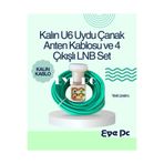 EYE PC 35 Metre 35 m Uydu Çanak Anten Kablosu Merkezi Sistem Uyumlu Yeşil Rgu U6 / 4 Çikişli 4'lü Dörtlü Lnb ELENBİ