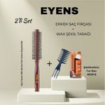 Eyens 2'li Erkek Tarama Seti Fön Fırçası + Wax Şekil Tarağı Şekillendirici Wax Hediye