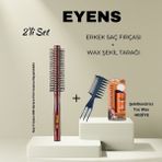EYENS Erkek Tarama Seti Fön Fırçası 2'li + Wax Şekil Tarağı + Şekillendirici Wax Hediye - Maun
