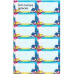 EyER Shoping Baby Shark Kitap Defter Okul Etiketi 48 Adet Kesimli(Ad-Soyad Istekli)