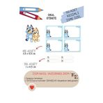 EyER Shoping Bluey Kitap Defter Okul Etiketi 150 Adet Kesimli(Ad-Soyad Istekli) - Mavi