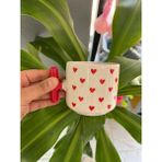 EyER Shoping Kalpli T Kulp Kupa Bardak Nescafe Fincanı 1 Adet - Beyaz - Kırmızı