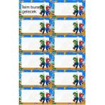 EyER Shoping Mario Kitap Defter Okul Etiketi 48 Adet Kesimli(Ad-Soyad Istekli)