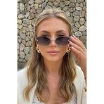 Eyesofia Jeweled Kadın Elips Siyah Gold Çerçeveli Ultra Hafif Uv400 Filtreli Güneş Gözlüğü