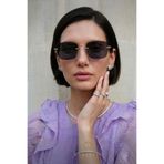Eyesofia Jeweled Kadın Kare Siyah Gold Çerçeveli Ultra Hafif Uv400 Filtreli Siyah Güneş Gözlüğü