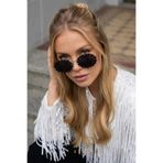Eyesofia Jeweled Kadın Oval Siyah Gümüş Taş Aksesuarlı Ultra Hafif Uv400 Filtreli Siyah Güneş Gözlüğü