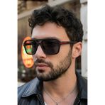 Eyesofia Shadow Erkek Siyah Kırmızı Detaylı Dikdörtgen Ultra Hafif Uv400 Filtreli Lüx Yeni Sezon Popüler Erkek Güneş Gözlüğü