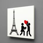 Eyfel Kulesi Ve Sevgililer Kanvas Tablo 140x140cm