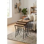 Eyfel Zigon Sehpa 3'Lü Set, Metal Ayak, İç İçe Geçebilir