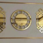 Eyka Store Dekoratif 3 Lü Set Pleksi Altın Aynalı Şık Duvar Saati Ve Dekoru