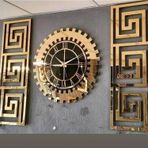 Eyka Store Dekoratif 3 Lü Set Pleksi Gold Aynalı Şık Duvar Saati Ve Dekoru