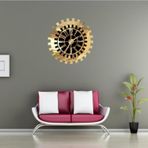 Eyka Store Dekoratif Duvar Saat Modern Gold Güneş I Büyük Türk Rakamlı Mdf Üzeri Aynalı Pleksi 40X40 Cm