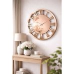 EYKA STORE Gold Rose Renk Dekoratif Modern Tarz Duvar Saati Pleksi Ayna (PLEXİGLASS), 50 Cm Roma Rakamlı. Özel Tasarım