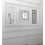 Eyka Store Modern Dekoratif Saat Duvar Tablo Saat 3'Lü Set. Gümüş Kare Saat, Geometrik Şekil Yan Tablolar.