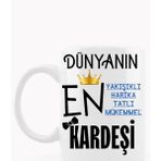 Eylül Design Erkek Kardeş Temalı Yazılı Özel Tasarım Baskılı Kupa Bardak