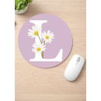 Eylül Design Harf Baskılı Yuvarlak Kaydırmaz Mousepad Ergonomik Mouse Pad - Antrasit