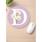 Eylül Design Harf Baskılı Yuvarlak Kaydırmaz Mousepad Ergonomik Mouse Pad - Beyaz - Koyu Kırmızı