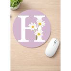 Eylül Design Harf Baskılı Yuvarlak Kaydırmaz Mousepad Ergonomik Mouse Pad - Gri - Taba