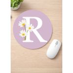 Eylül Design Harf Baskılı Yuvarlak Kaydırmaz Mousepad Ergonomik Mouse Pad - Kahverengi - Beyaz