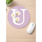 Eylül Design Harf Baskılı Yuvarlak Kaydırmaz Mousepad Ergonomik Mouse Pad - Karışık - Siyah