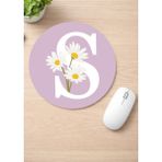 Eylül Design Harf Baskılı Yuvarlak Kaydırmaz Mousepad Ergonomik Mouse Pad - Lacivert - Mavi